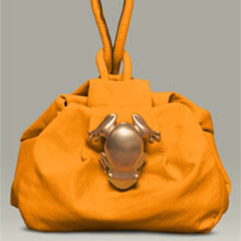 Marc Jacobs orange Leather 'Rana' Clutch with Silver Frog